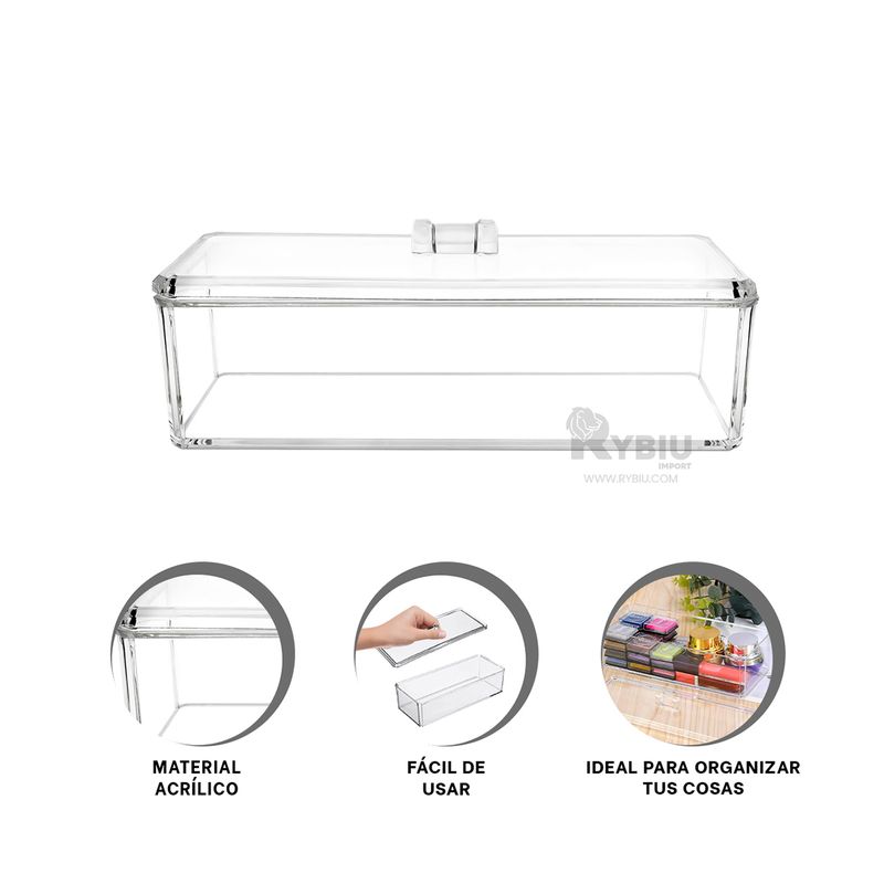 RYBIU IMPORT - Baul de 1 Nivel Acrilico Transparente Y+Post-it Adhesivos
