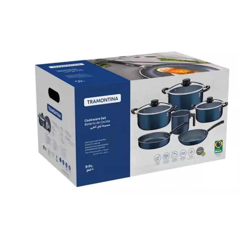 TRAMONTINA - Set Juego De Ollas X9 Piezas Tramontina Cookdesign Bateria Color Azul