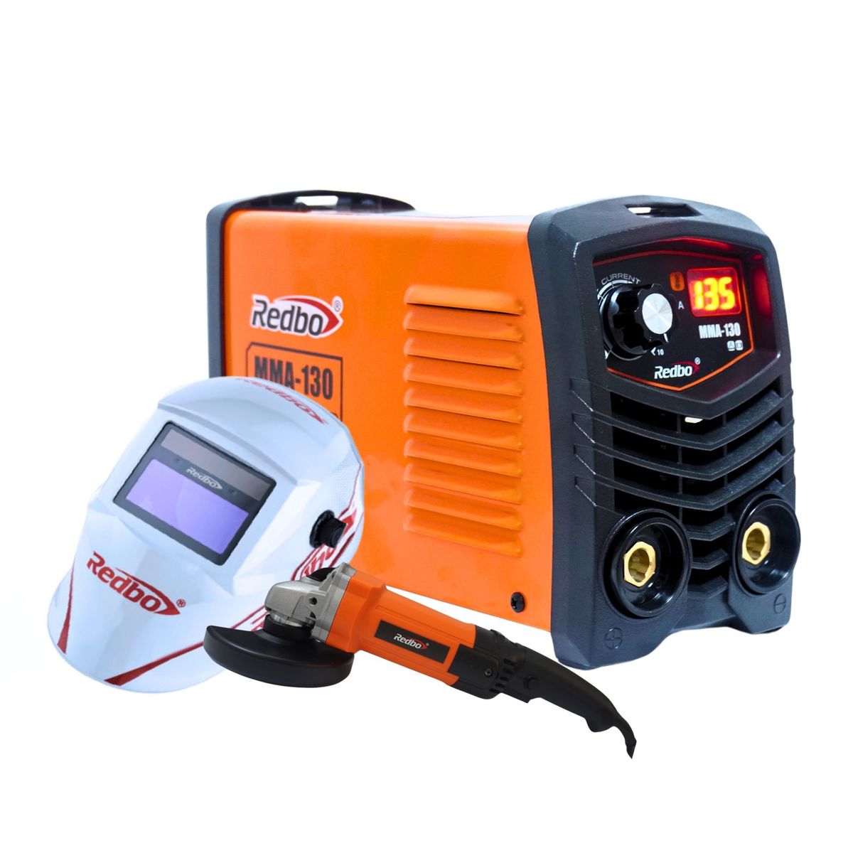 REDBO - Soldadora MM130 + Amoladora 1100W + Careta Bluesky24