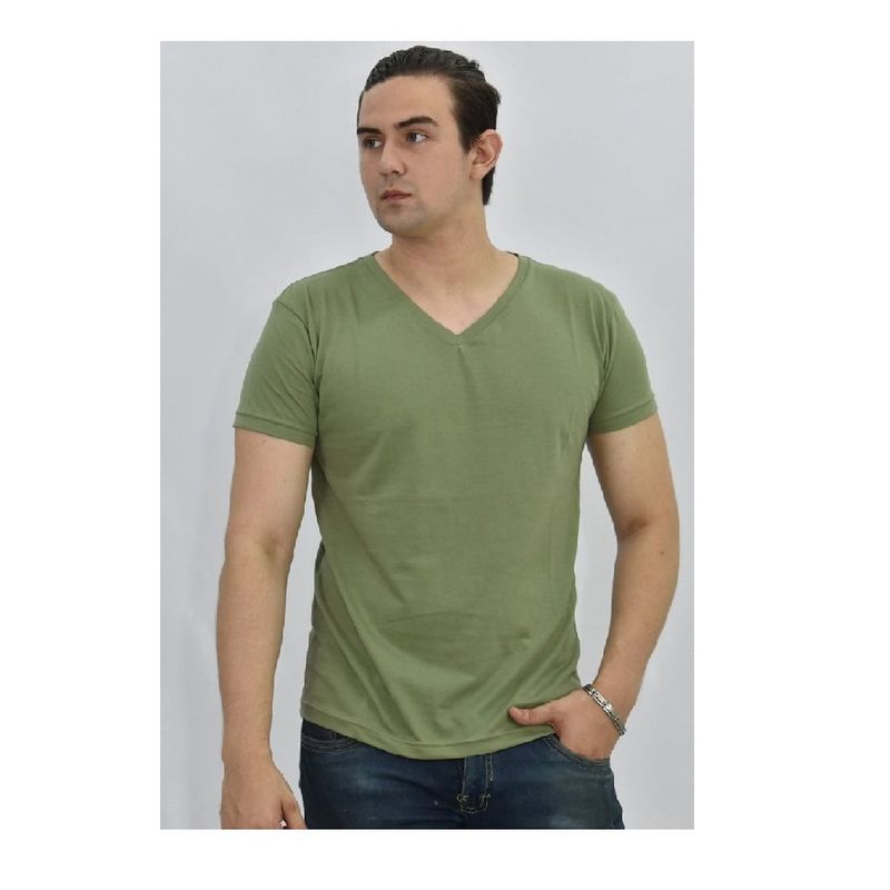 OTTOWARE - Polo Básico para Hombre cuello en V Verde claro