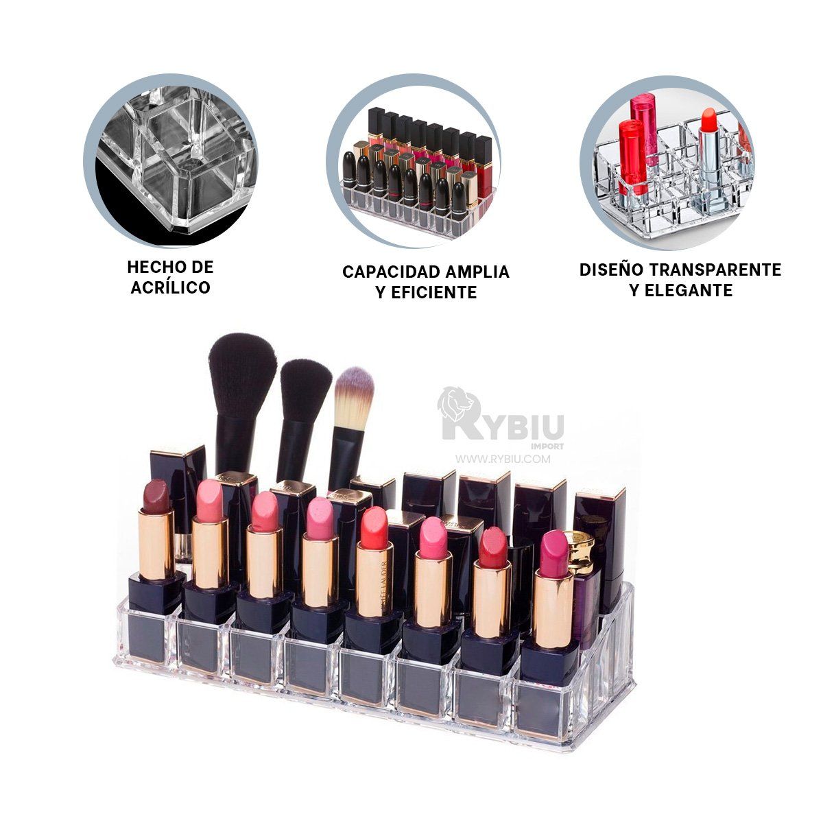 RYBIU IMPORT - Soporte de Maquillaje Transparente Y+Gift Stickers