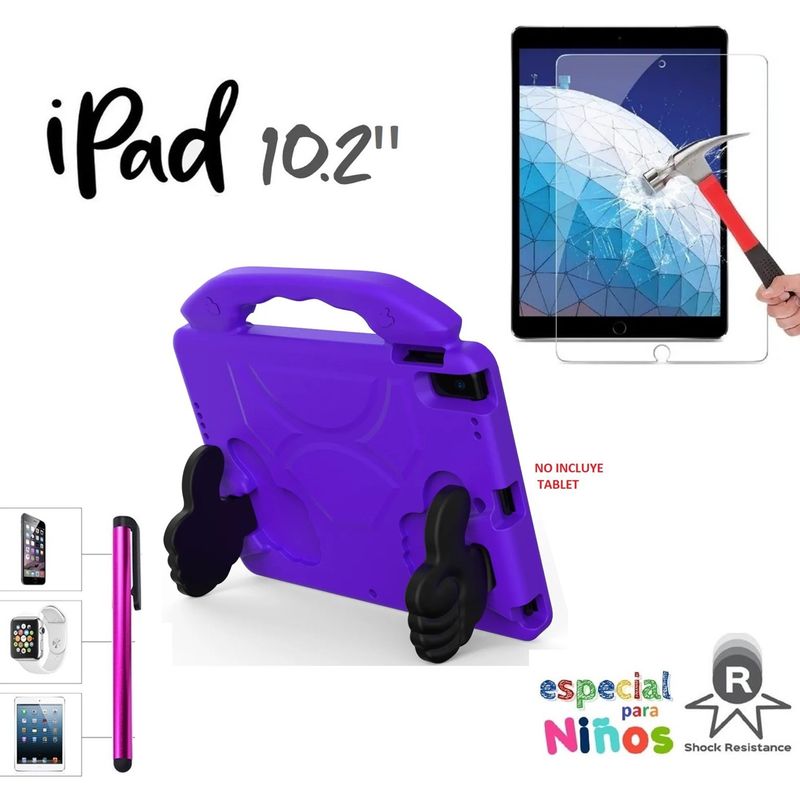 GENERICO - Funda + Mica + Lapiz para iPad 10.2 7ma 8va Case Anti Golpe para Niños