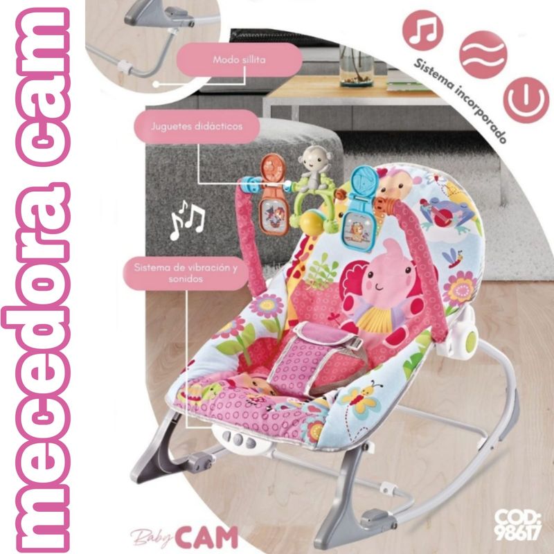 CAM - Silla Mecedora Musical Vibradora Soporta 20kg CAM FUCSIA