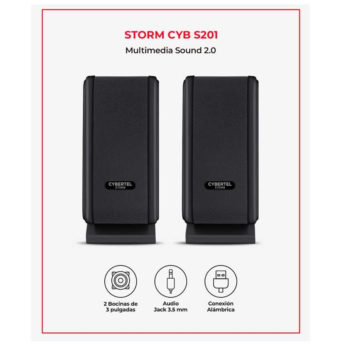 CYBERTEL - Parlante Cybertel 2.0 STORM CYB S201 USB 2.5" RMS:6W