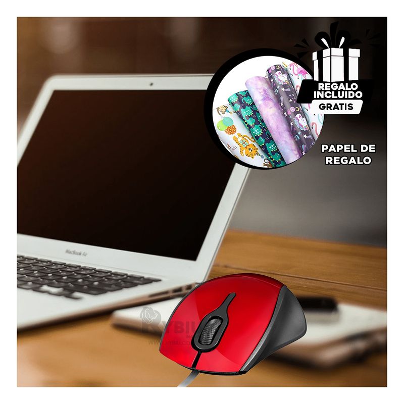RYBIU IMPORT - Cursor Funcional para Ordenador Rojo Y+Ligas de Regalo
