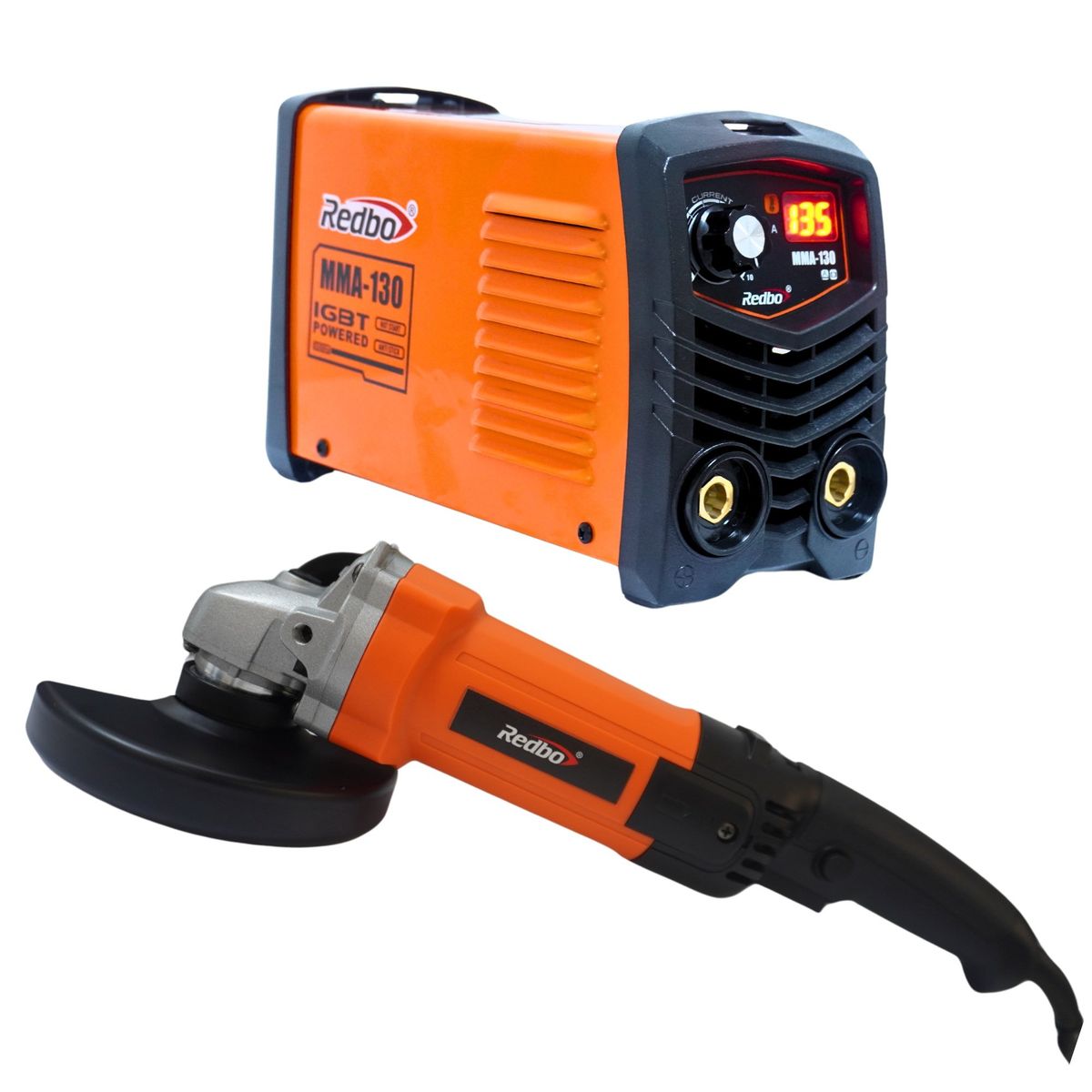 REDBO - Maquina de soldar 130A + Amoladora industrial 1100W COMBO soldador