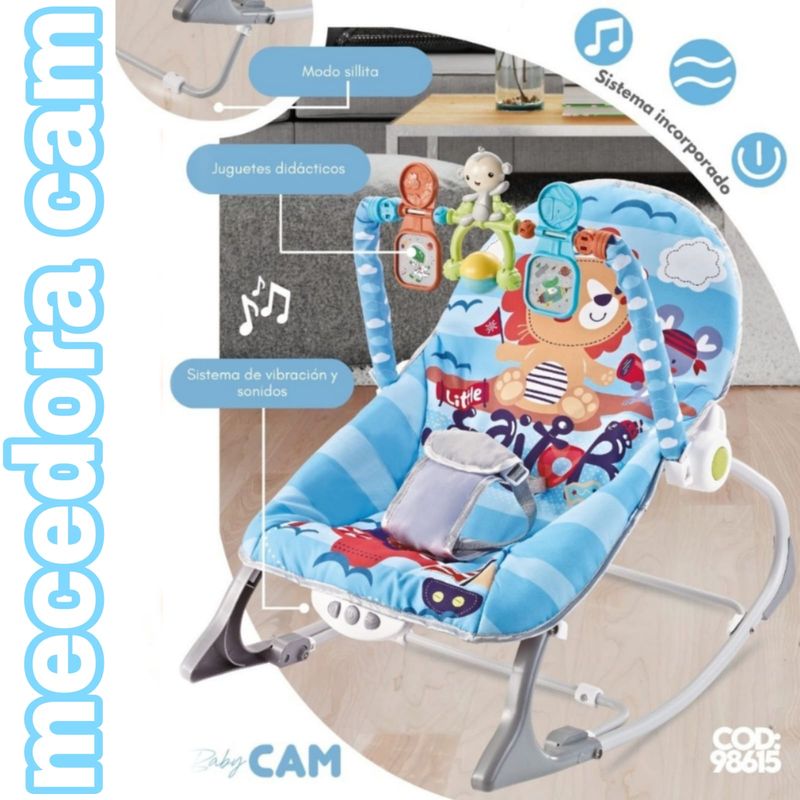 CAM - Silla Mecedora Musical Vibradora Soporta 20kg CAM CELESTE