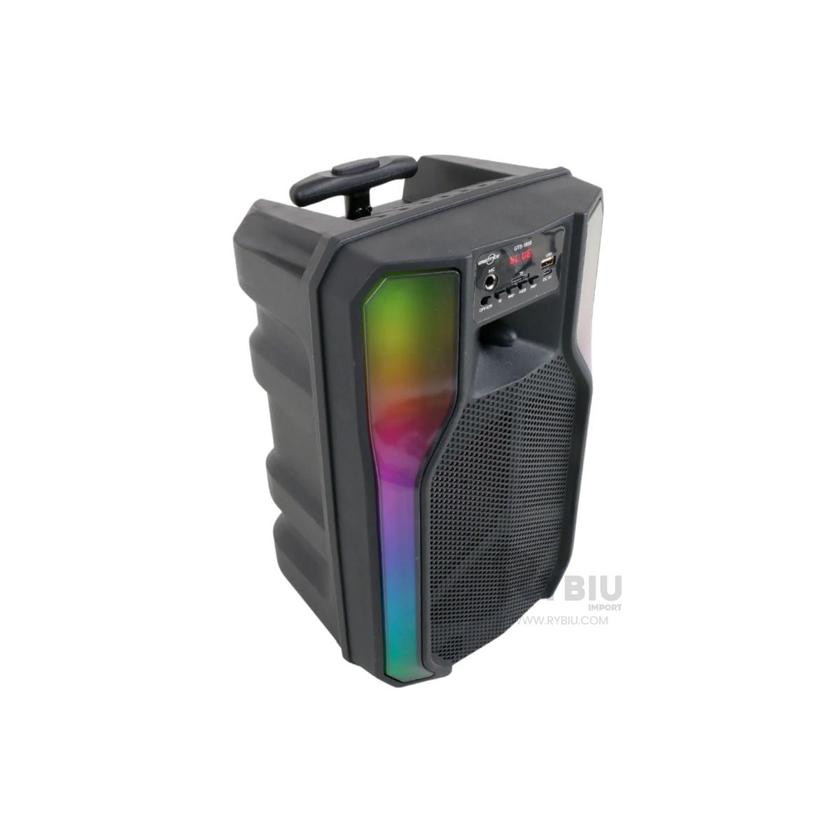 RYBIU IMPORT - Bocina Portatil con Asa y Ruedas Negro 8 Y+Gift Stickers