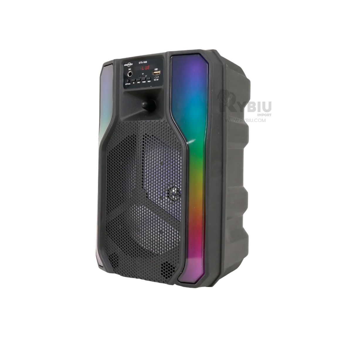 RYBIU IMPORT - Bocina Portatil con Asa y Ruedas Negro 8 Y+Gift Stickers