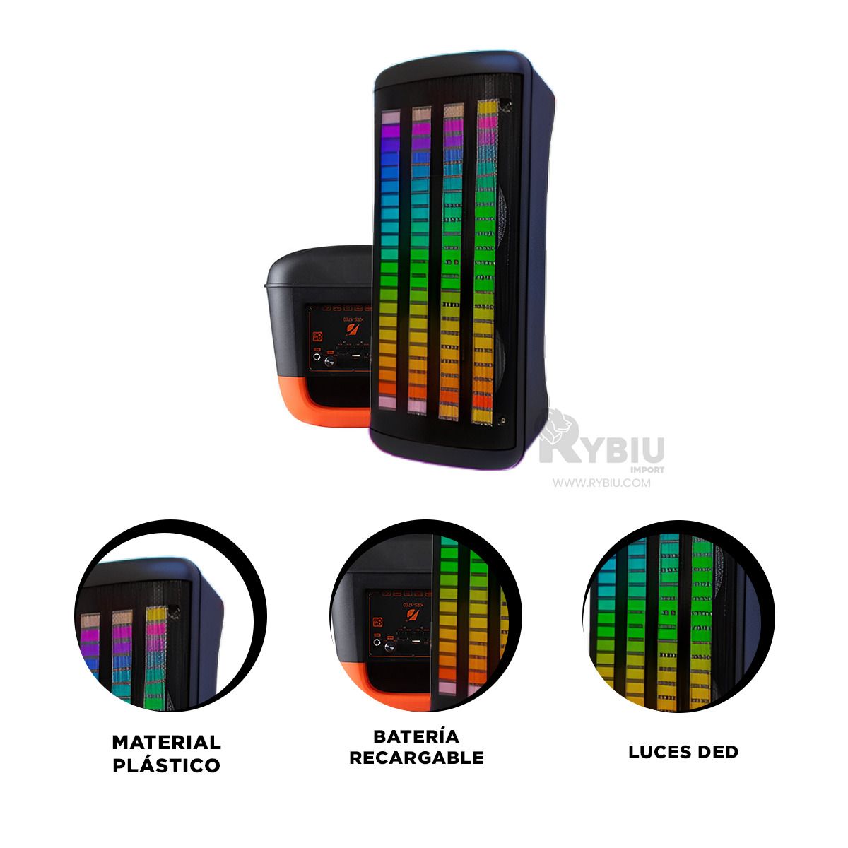 RYBIU IMPORT - Altavoz Versatil en Negro 8 Y+Regalo Ligas para Peinar