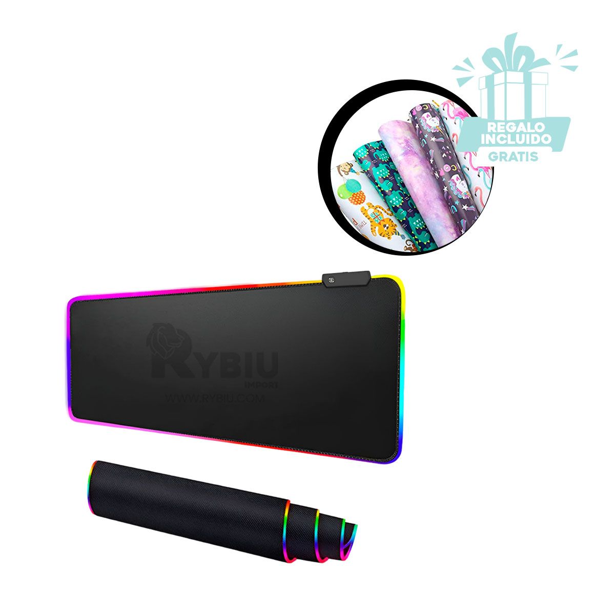 RYBIU IMPORT - Alfombrilla para Mouse en Color Negro Y+Ligas de Regalo
