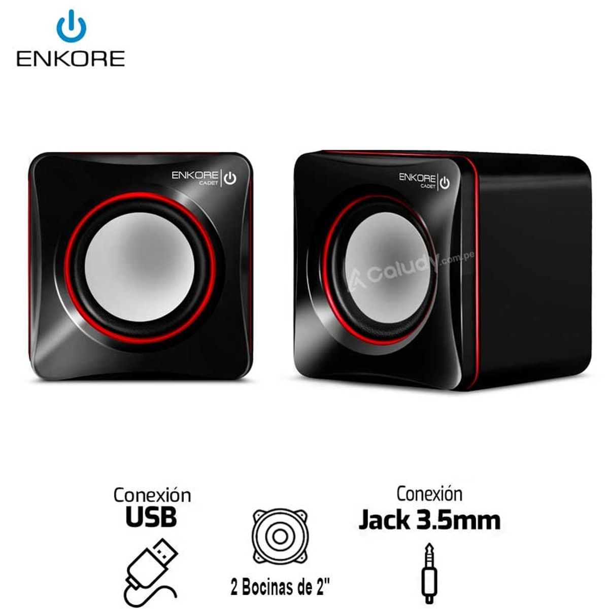 ENKORE - Parlante 2.0 ENKORE Cadet - ENK S302 Multimedia Sound Para PC - Negro