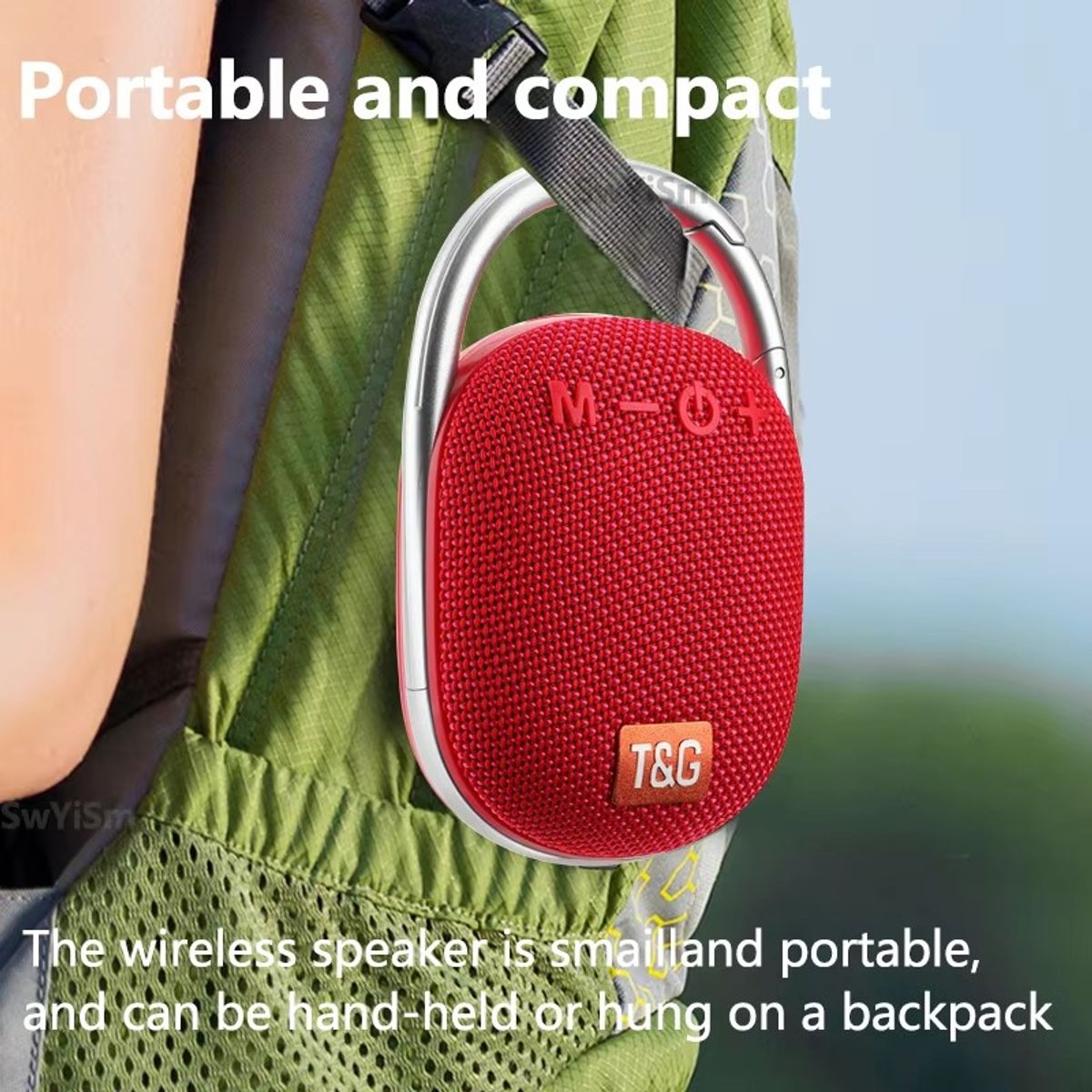 GENERICO - Parlante Altavoz Clip con gancho Portatil Rojo