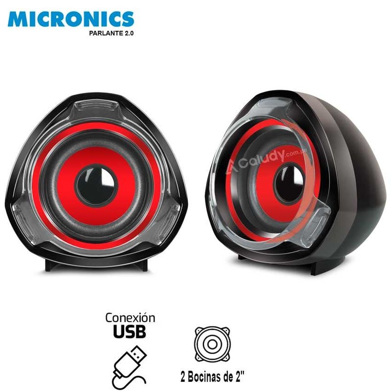MICRONICS - Parlante Micronics Rhapsody 2.0 MIC S315R USB 2.5" RMS:12W - Rojo
