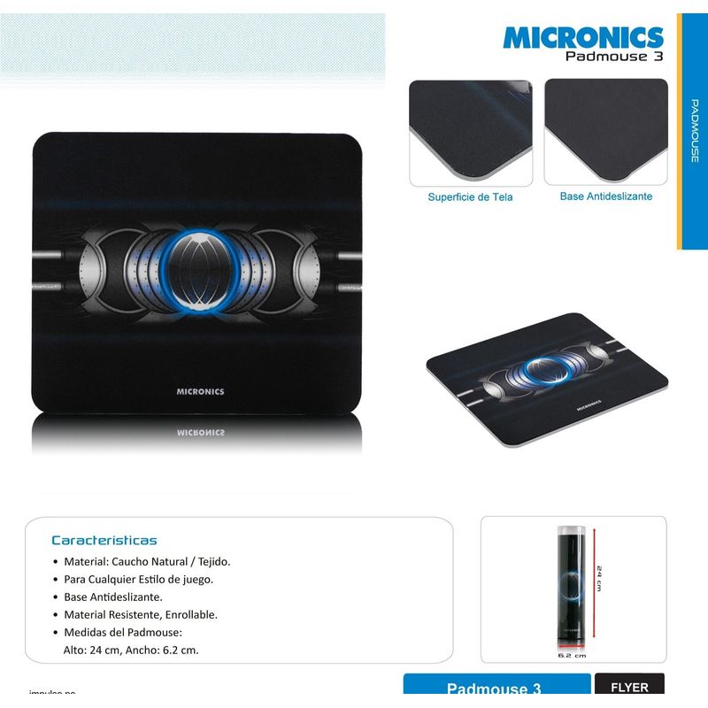 MICRONICS - Pad Mouse 3 en Blister Logo Micronics