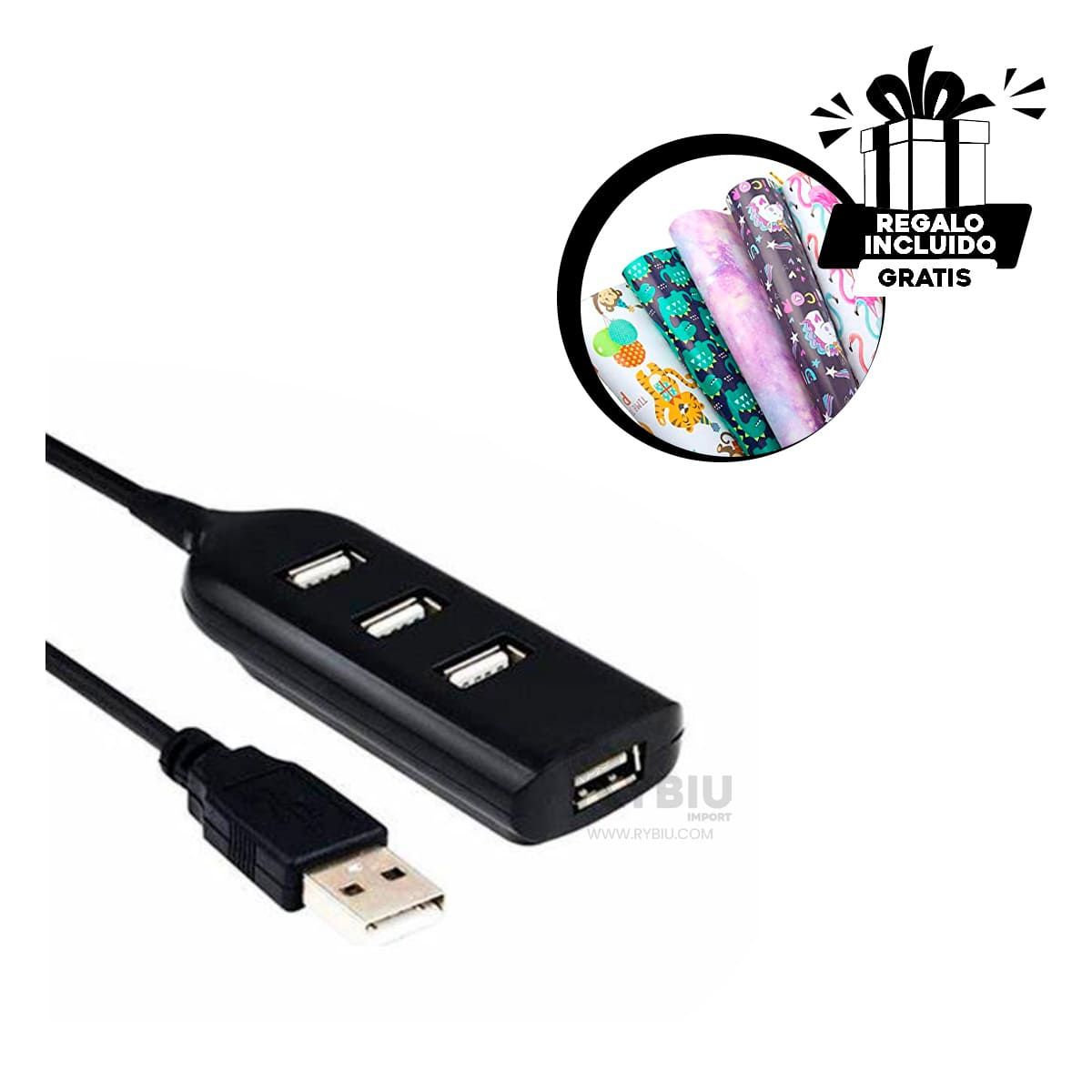 RYBIU IMPORT - Adaptador de Plastico Tono Negro Y+Banderitas Adhesivas