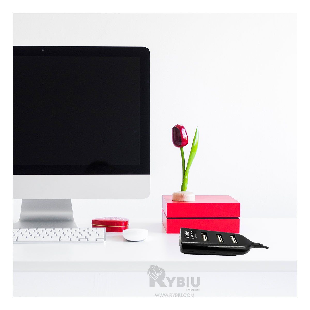 RYBIU IMPORT - Adaptador de Plastico Tono Negro Y+Banderitas Adhesivas