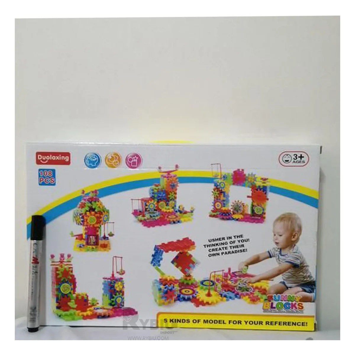 RYBIU IMPORT - Juguete Didactico de Granaje de 108 Piezas Multicolor