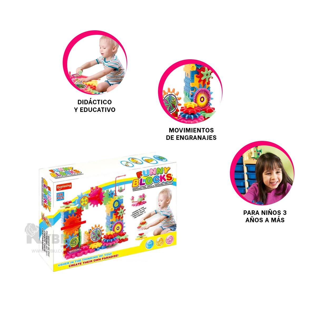 RYBIU IMPORT - Piezas para Construir de Multicolor Y+Banderitas Adhesivas