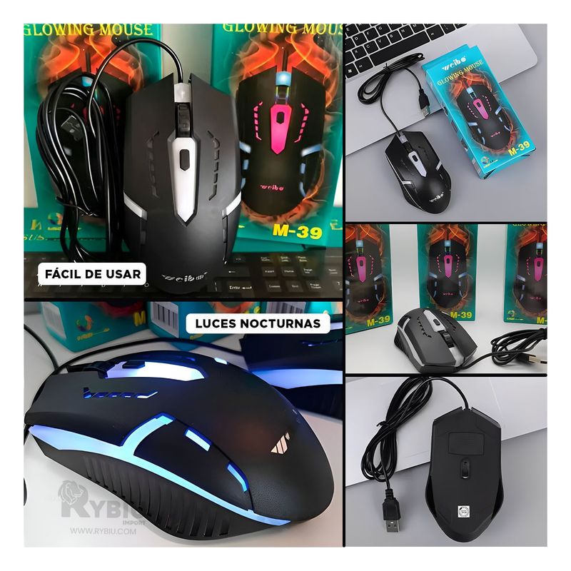 RYBIU IMPORT - Raton Moderno con Botones Tono Negro Y+Regalo Stickers