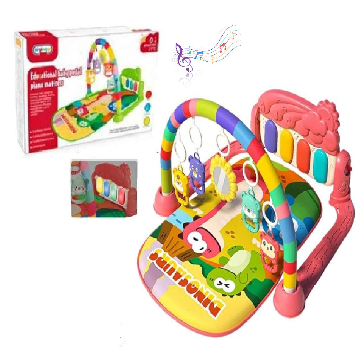 GENERICO - Gimnacio Piano diseño Dino Musical - Rosado