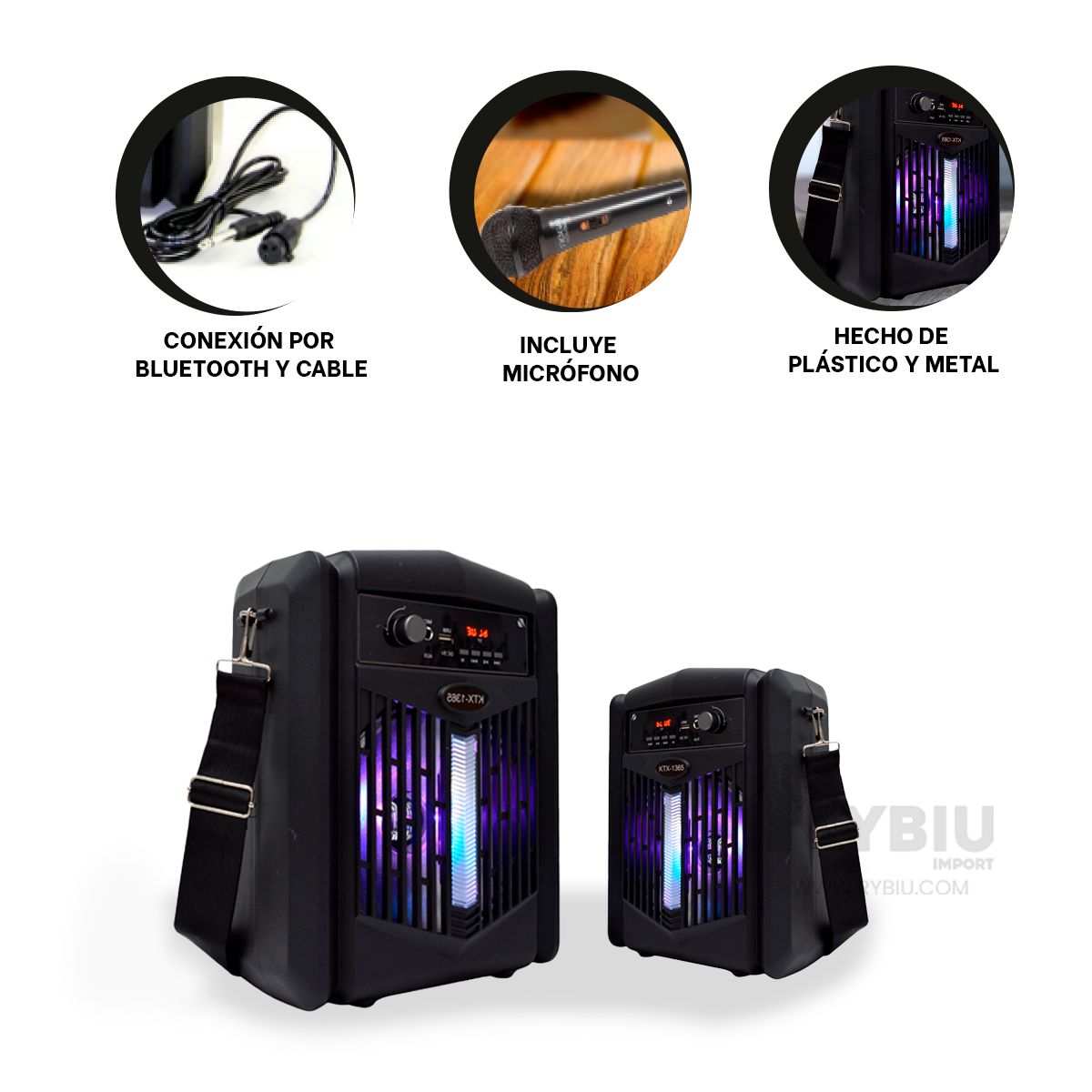 RYBIU IMPORT - Altavoz Practico Estandar en Tono Negro Y+Gift MiniAgenda