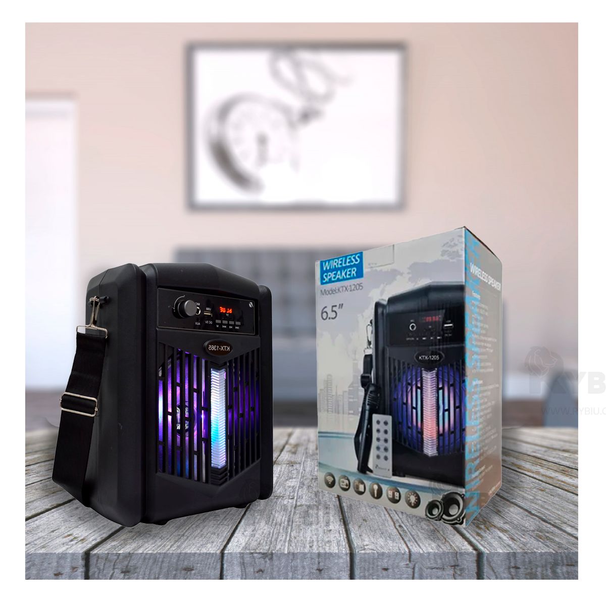 RYBIU IMPORT - Bocina Dinamica Portatil en Color Negro Y+Post-it Adhesivos