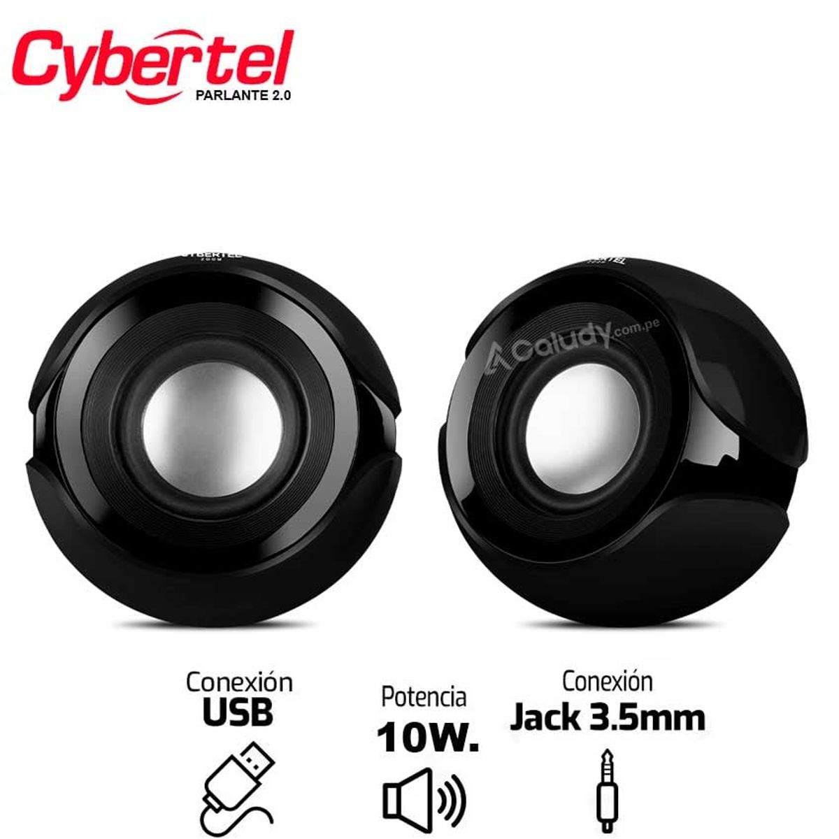 CYBERTEL - Parlante Cybertel 2.0 ZOOM 2 BLACK CYB S402k 2" RMS:10W - Negro