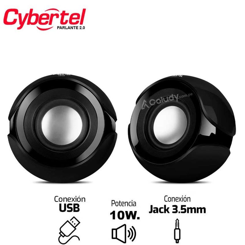 CYBERTEL - Parlante Cybertel 2.0 ZOOM 2 BLACK CYB S402k 2" RMS:10W - Negro