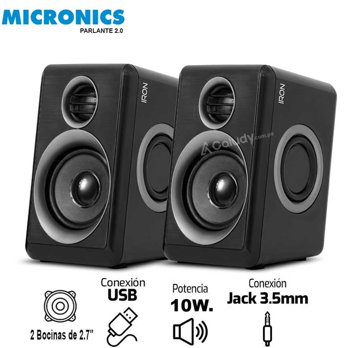 MICRONICS - Parlante Micronics Iron - MIC S314 Gamer Look  RMS 10W 2.0