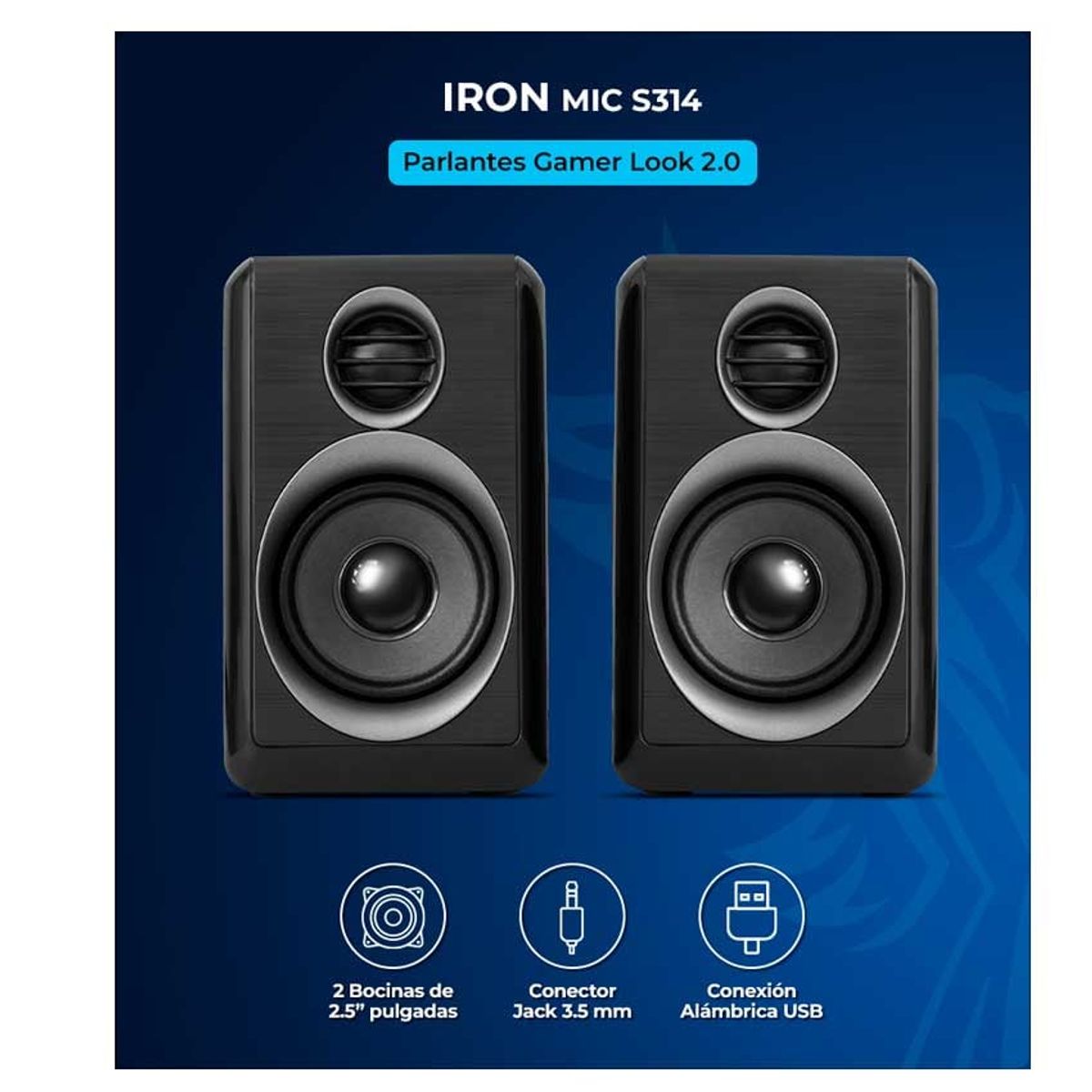 MICRONICS - Parlante Micronics Iron - MIC S314 Gamer Look  RMS 10W 2.0