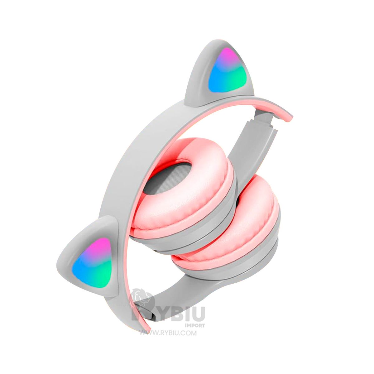 RYBIU IMPORT - Auriculares con Estilo Cat de Tono Plomo Y+Gift Stickers