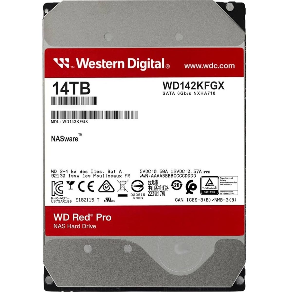 WESTERN DIGITAL - Disco Duro Western Digital Red Pro 14TB SATA 3.5 7200RPM NAS