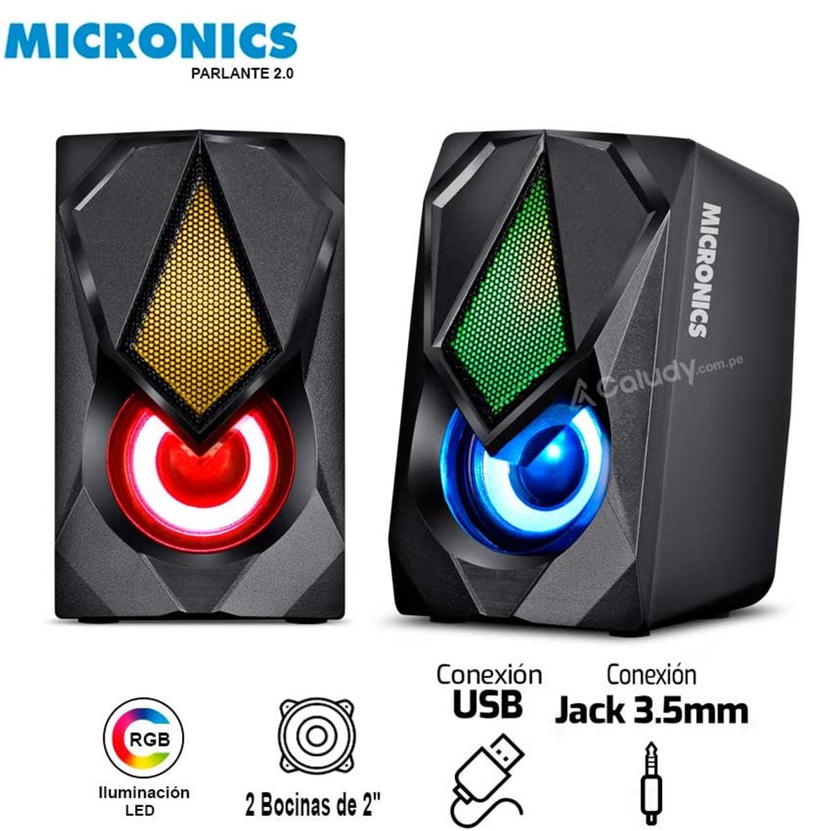 MICRONICS - Parlante Micronics 2.0 Corsair - MIC S309-9 Gamer Luz RGB  PC