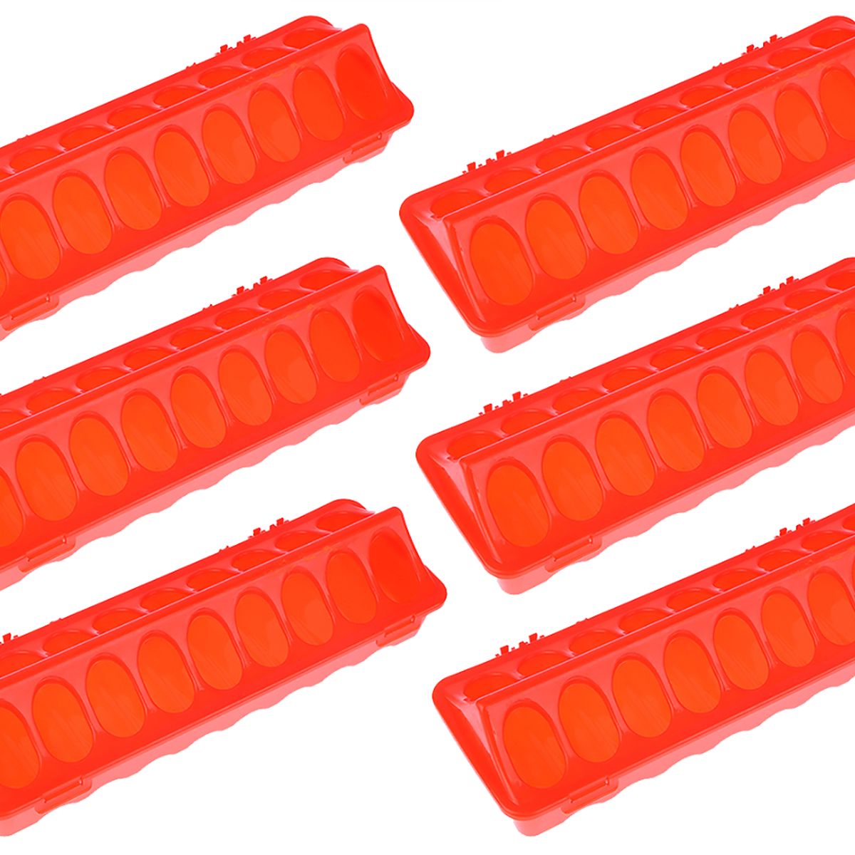 GENERICO - PACK X6 COMEDEROS AVE POLLO 30 CM 18 HUECOS ROJO