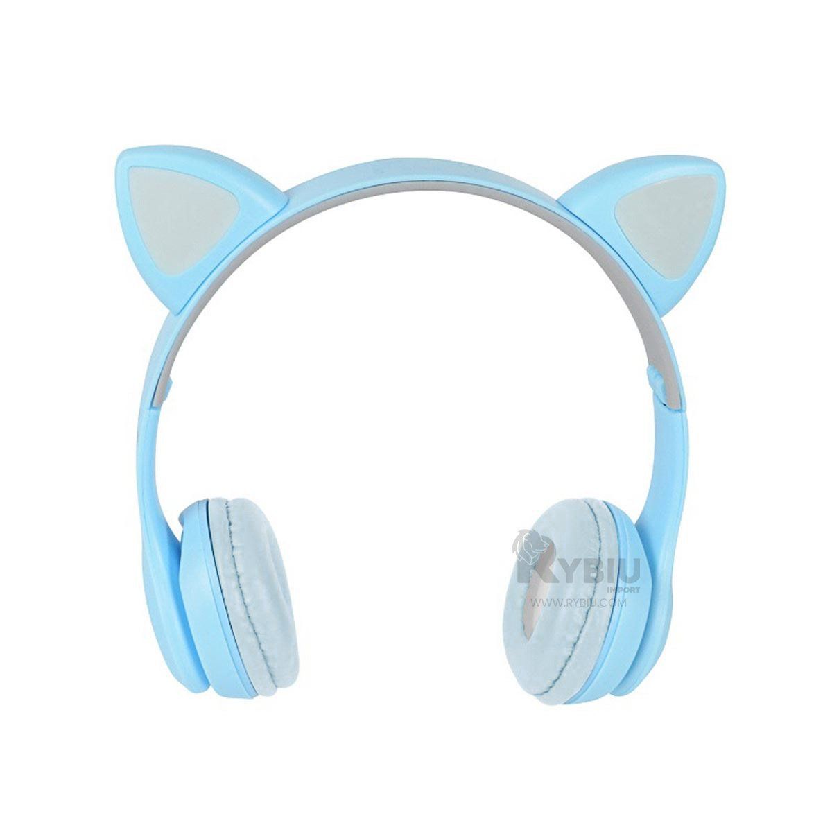 RYBIU IMPORT - Auriculares con Estilo Cat de Tono Celeste Y+Gift Stickers
