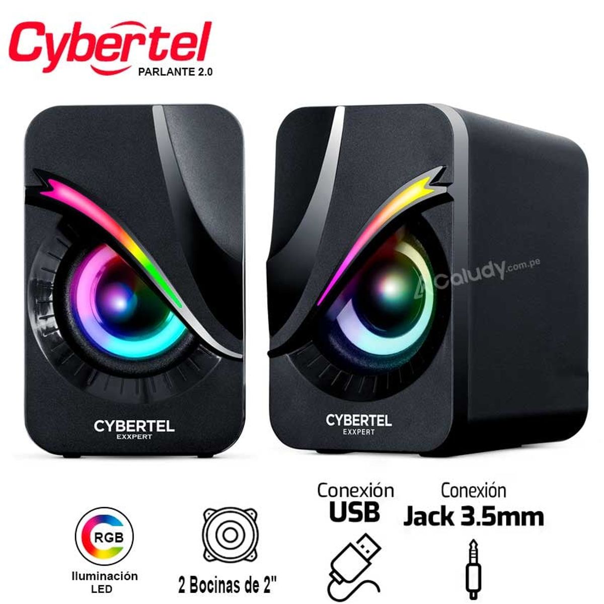 CYBERTEL - Parlante Cybertel 2.0 Exxpert - CBX S301 Gamer Sound RGB 2.0