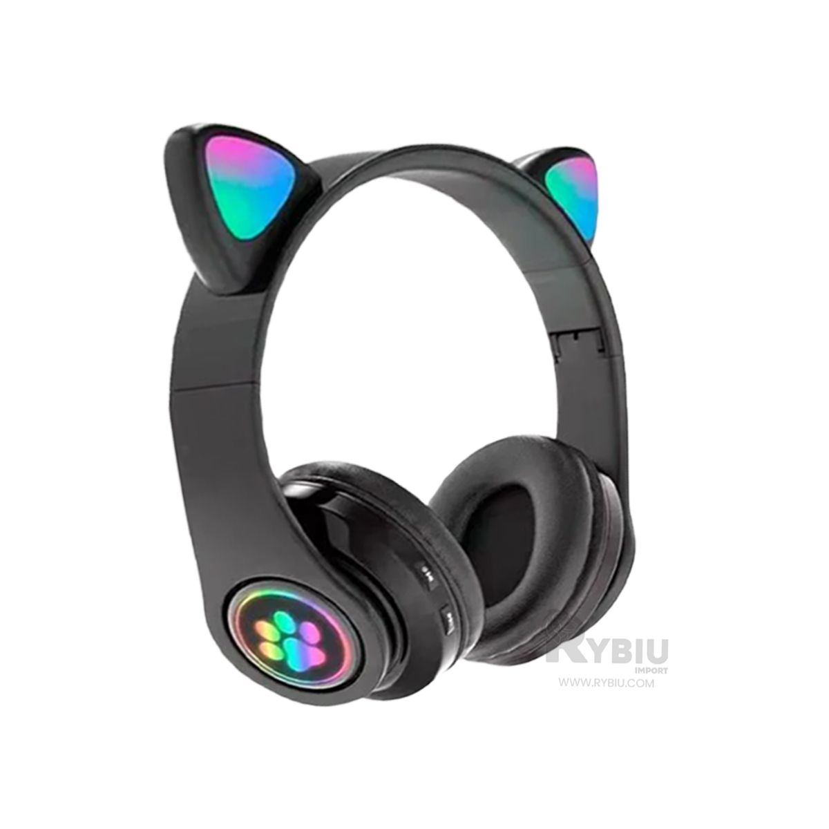 RYBIU IMPORT - Auriculares con Estilo Cat de Tono Negro Y+Gift Stickers
