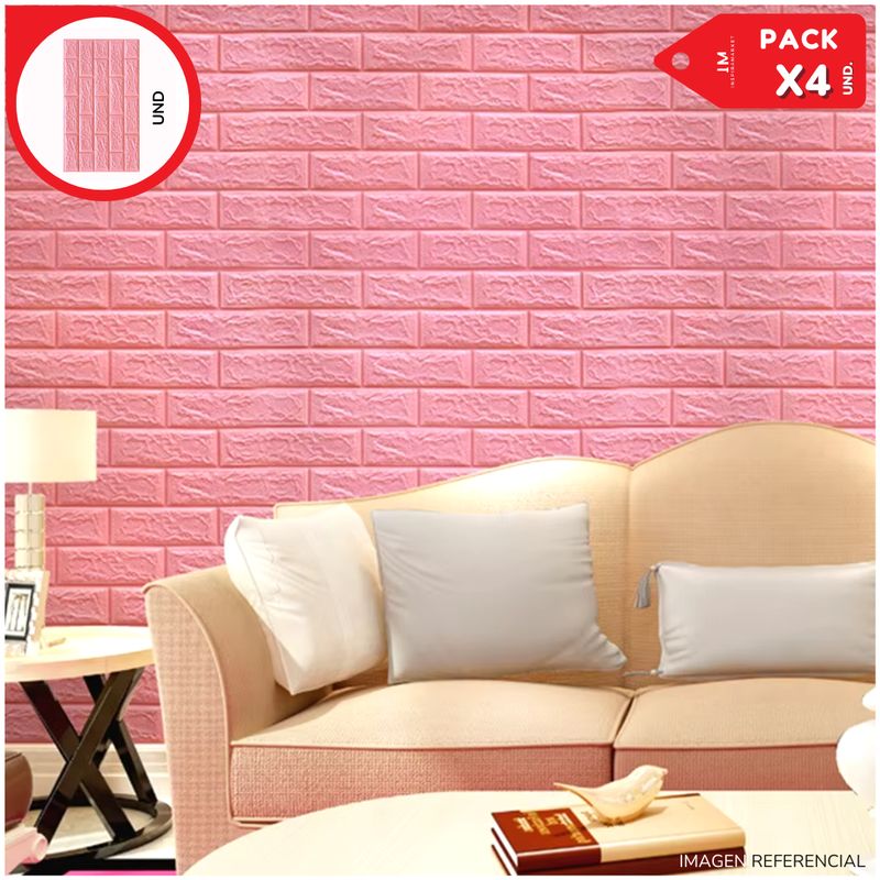 INSPIRA - Papel Tapiz Mural Decorativo Pack x4 Rosa