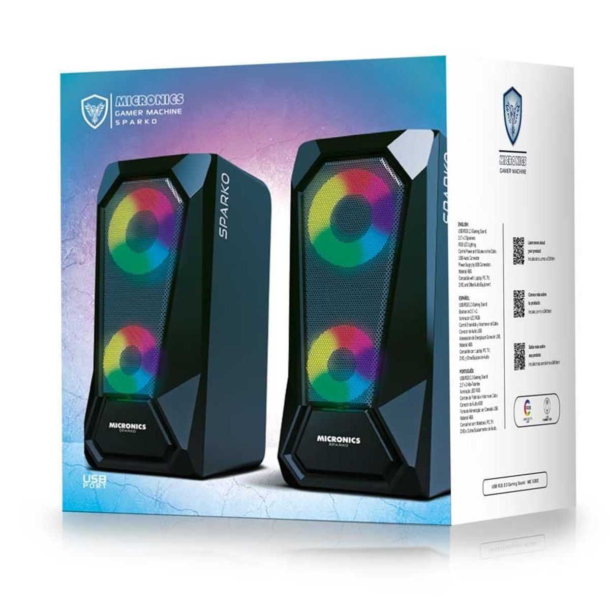 MICRONICS - Parlante Micronics Sparko - MIC S300 Gamer Sound 2.0 RGB 2.5"