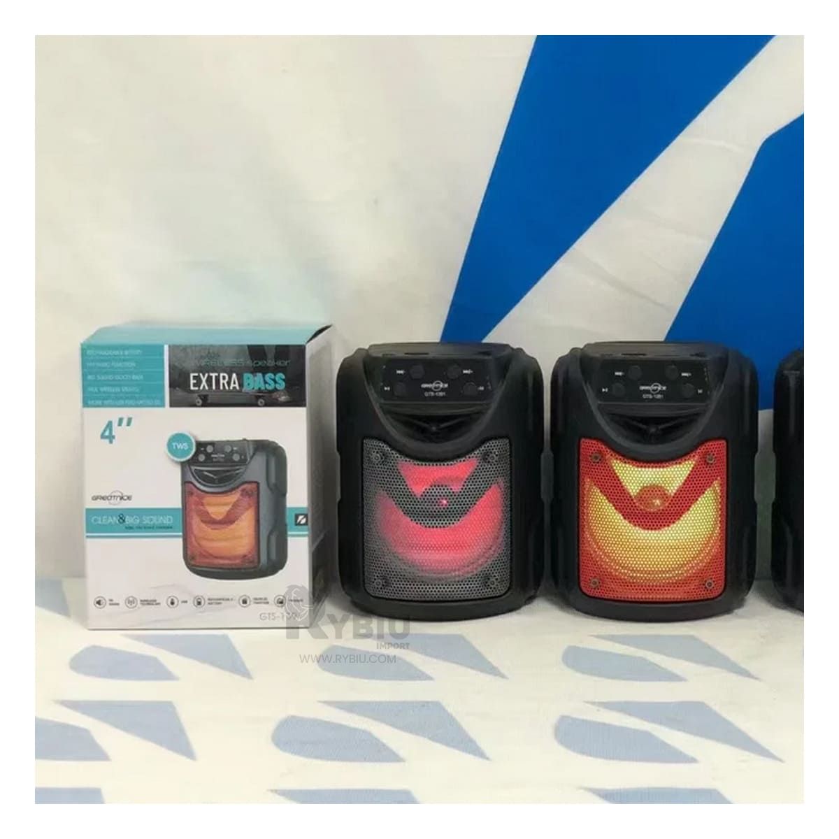 RYBIU IMPORT - Parlante con Bluetooth de Tono Negro Y+Papel de Regalo