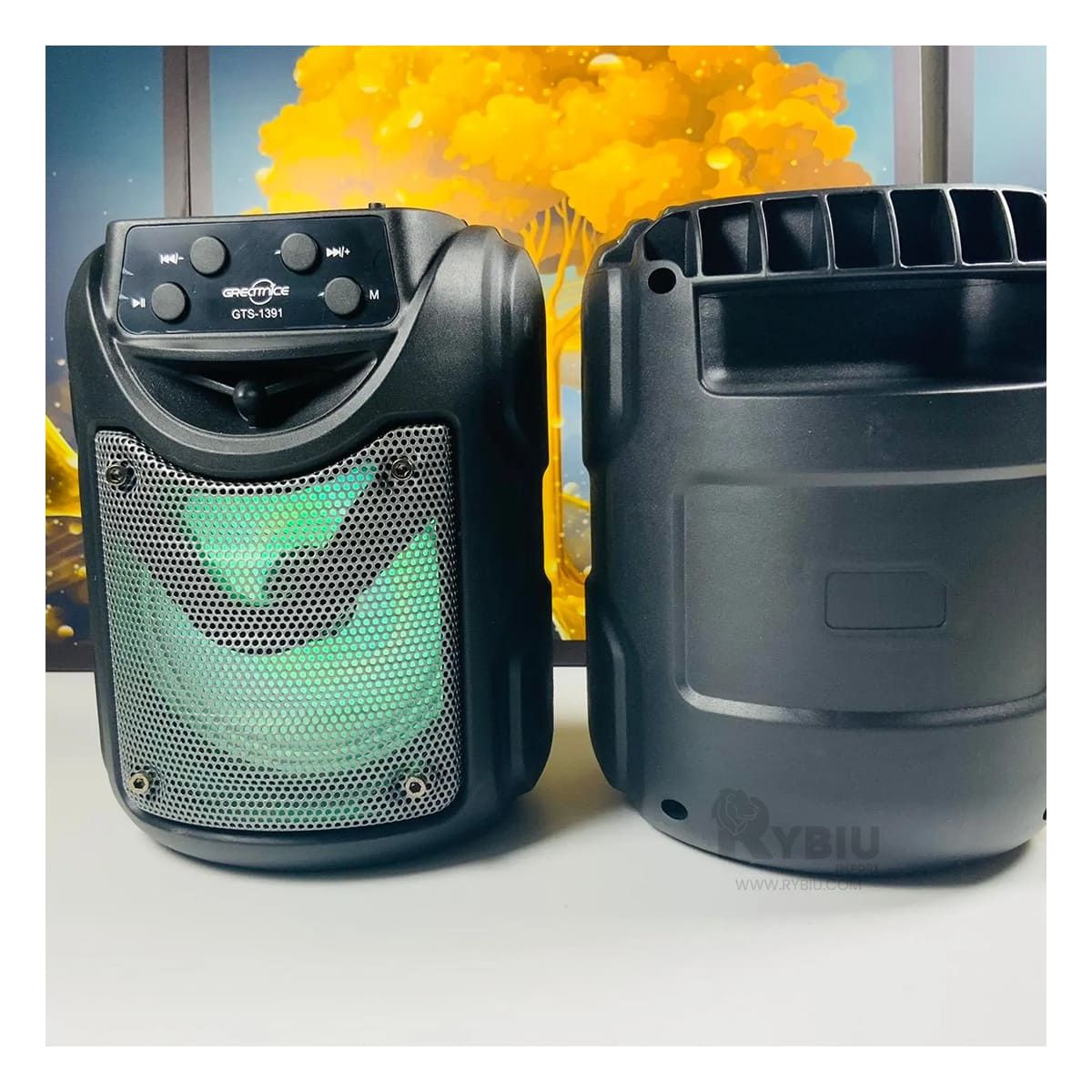 RYBIU IMPORT - Parlante con Salida de Poder 5W Negro Y+Regalo Stickers
