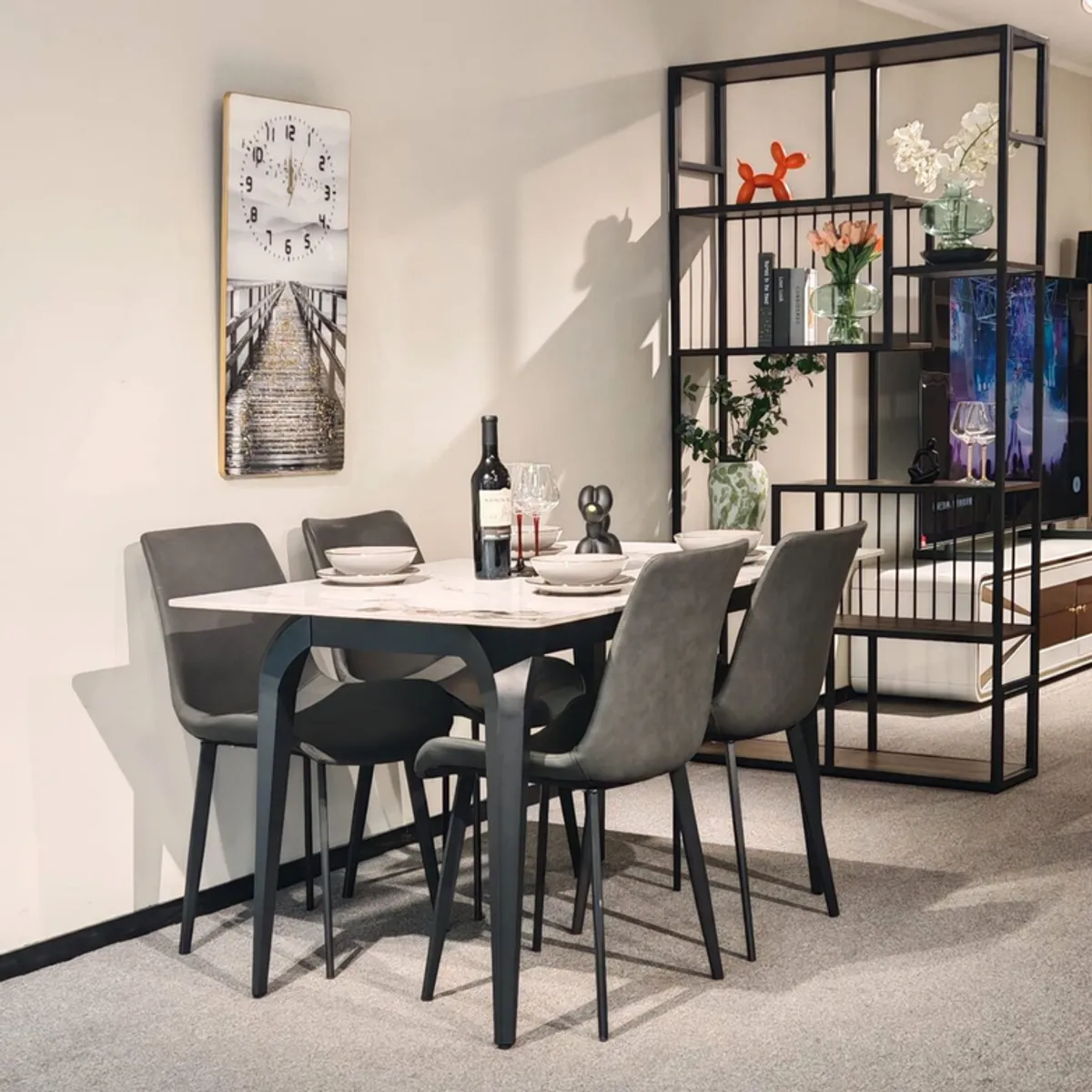 MIN CITY HOME - Juego de comedor Nórdico con 4 sillas (140cm x 80cm)