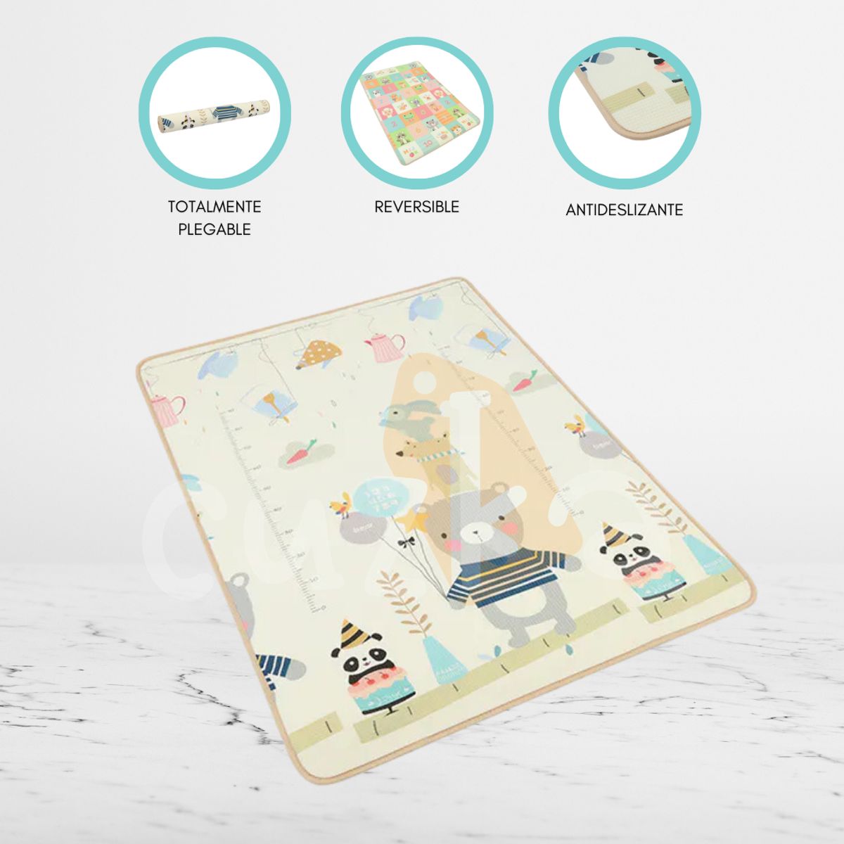 CARESTINO - Alfombra Antigolpes Reversible para Bebé CARESTINO «AMIGOS»
