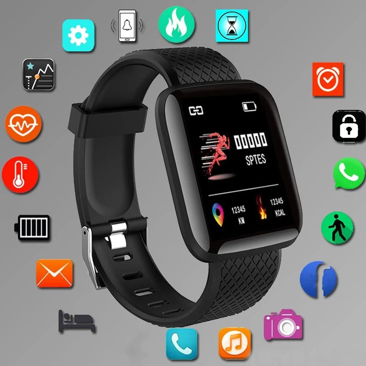 GENERICO - Smartband Fitness Negro Bluetooth Calorías Android IOS Navidad