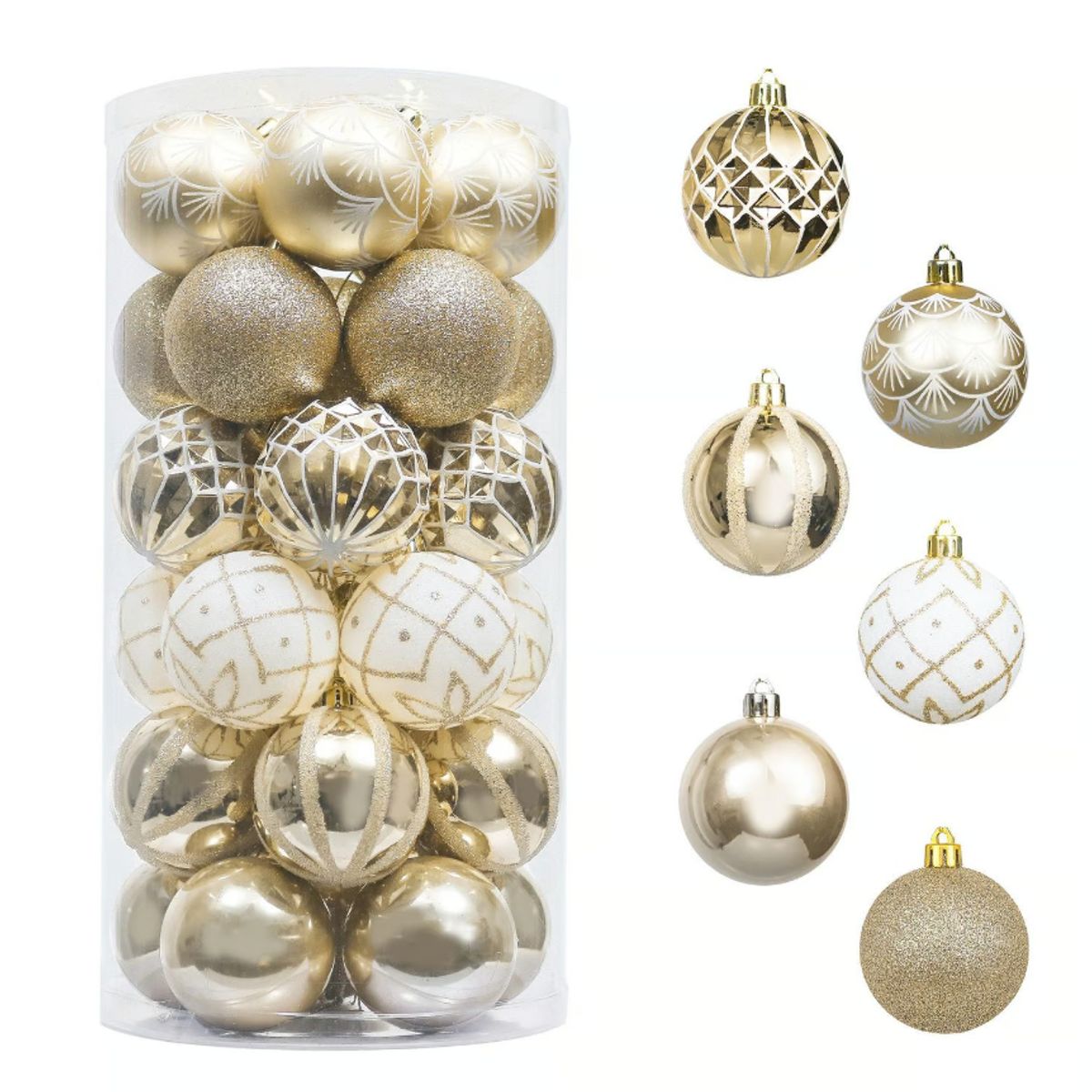 GENERICO - ESFERAS BLANCO/DORADO - SET 30