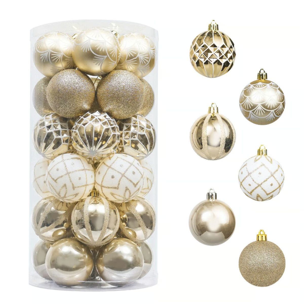 GENERICO - ESFERAS BLANCO/DORADO - SET 30