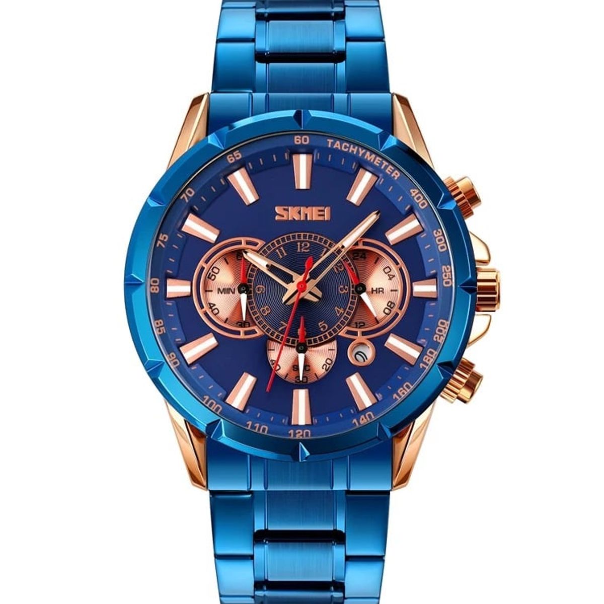 SKMEI - Reloj Skmei 9241 AZUL CON BORDES ORO ROSA Cronómetro