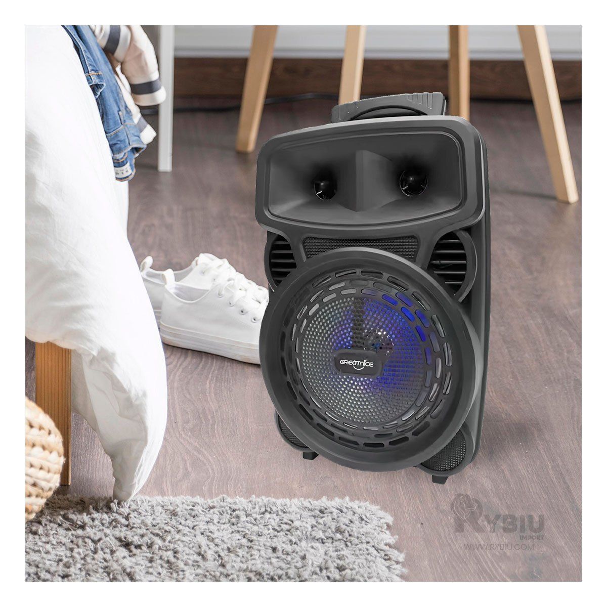 RYBIU IMPORT - Parlante Potente en KTS-1563 Negro 8 Y+Papel de Regalo