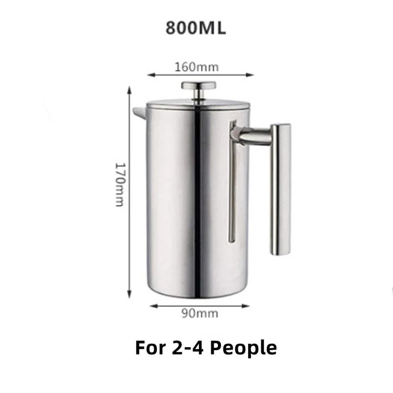 GENERICO - Cafetera prensa de acero 800 ml